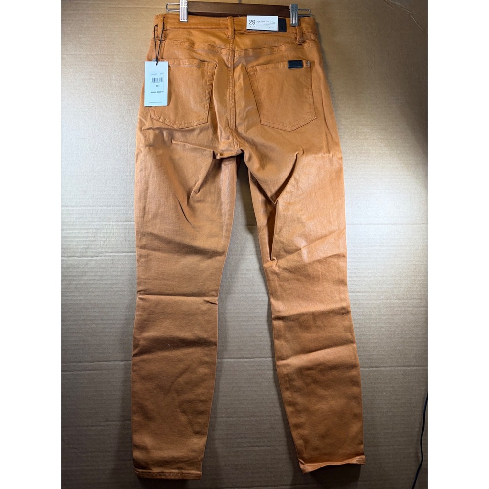 For All Mankind High Waist Ankle Skinny Jeans Womens 29 Orange Coated NWT
